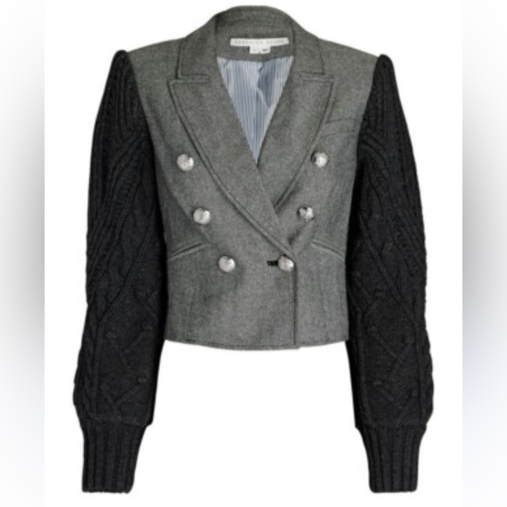 Veronica Beard Eamon Mixed Media Grey Jacket NWOT - Picture 2 of 9